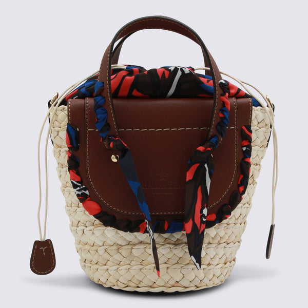 Cuba Lab Raffia top handle bag in brown