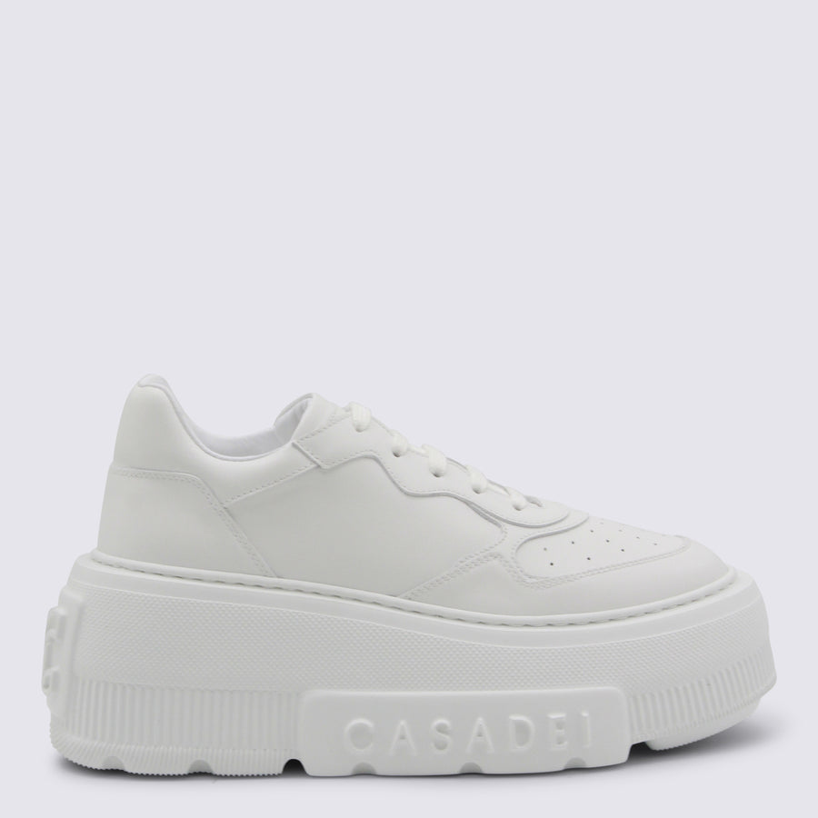 Casadei Leather upper sneakers in white