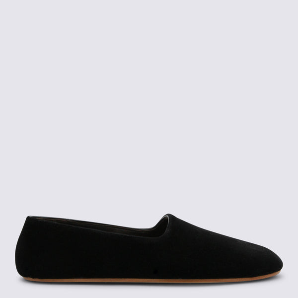 The Row Suede upper flat in black