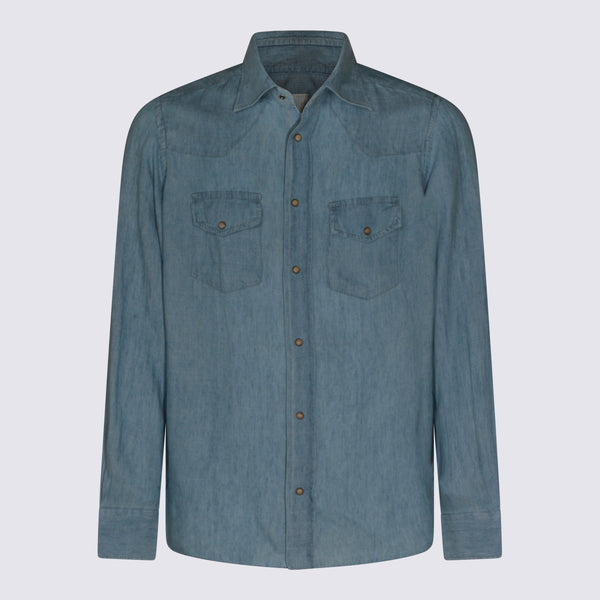 Eleventy 70% Linen shirt in blue