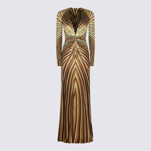 Roberto Cavalli 96% Viscose dress in gold