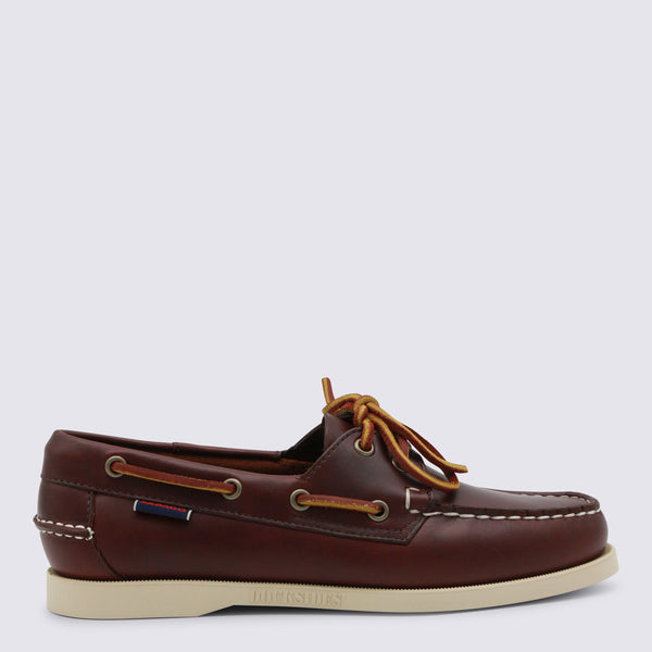 Sebago Leather (upper) boat shoe in brown
