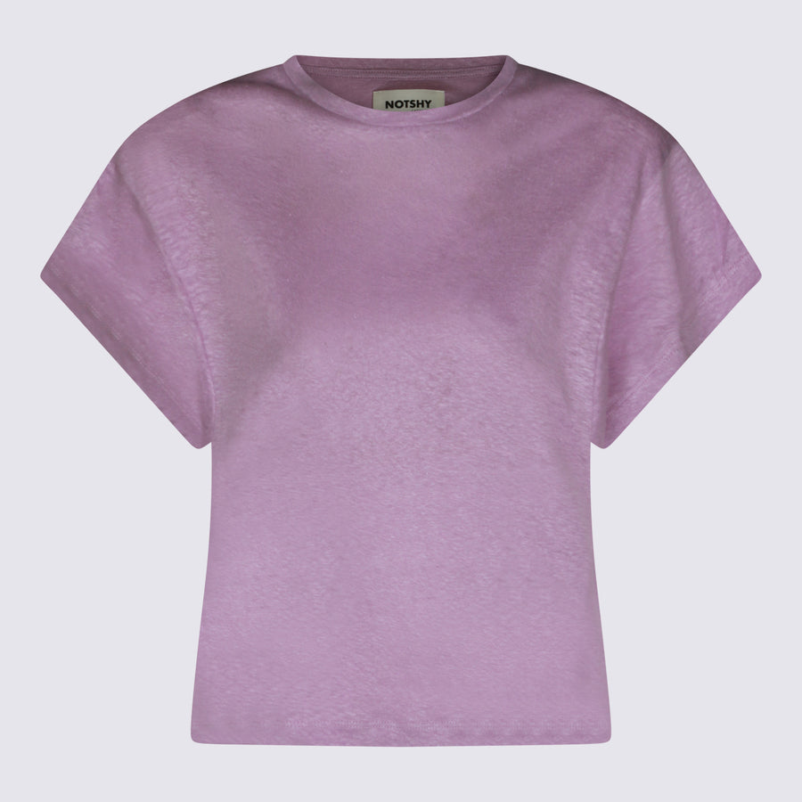 Not Shy 100% Linen t-shirt in purple