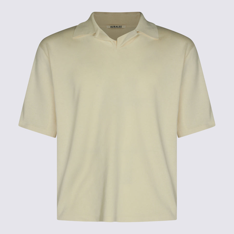 Auralee 100% Sea Island Cotton polo in ivory