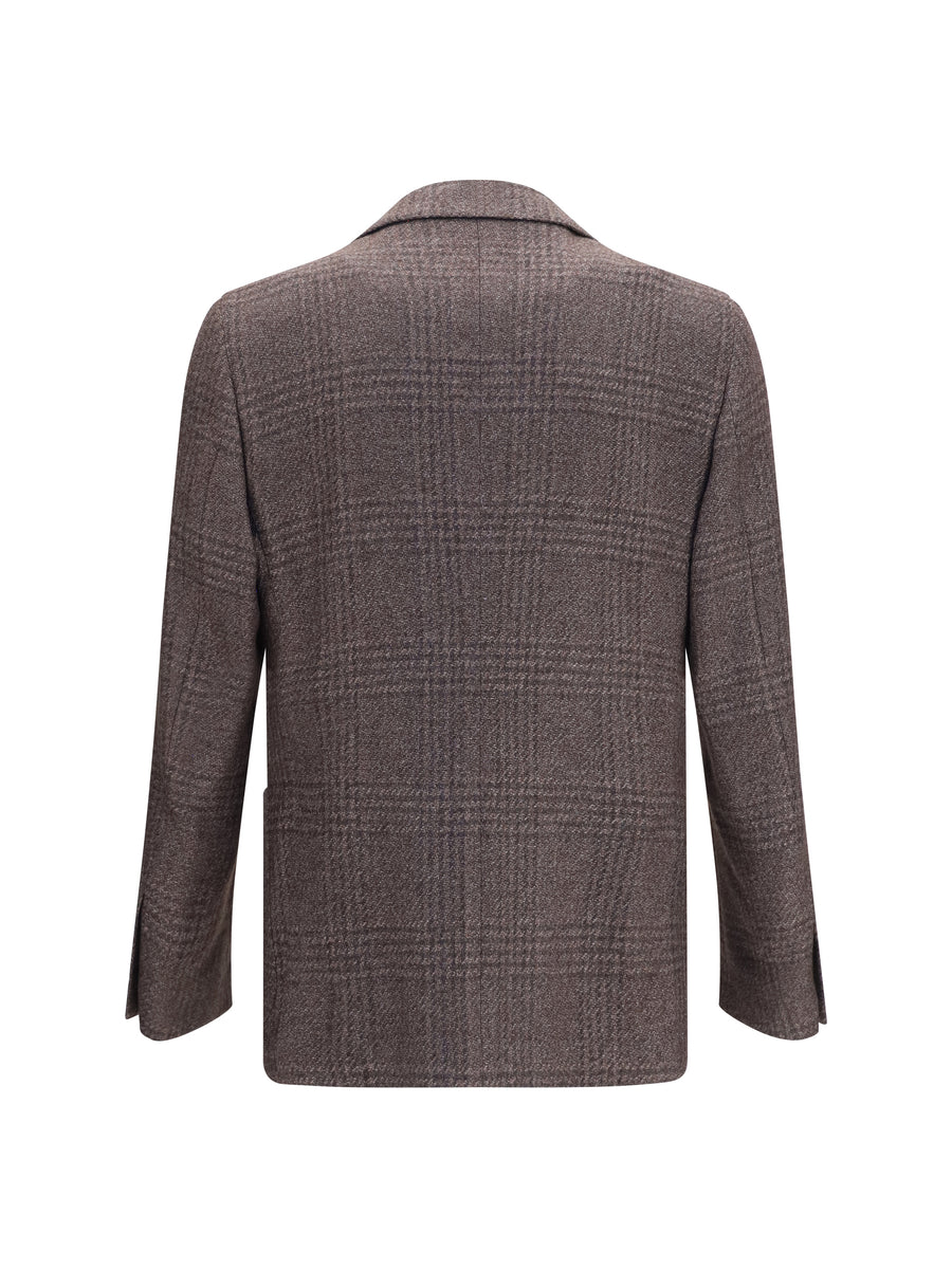 Blazer Single-Breasted Wool-Blend Brown Merino Wool Jacket