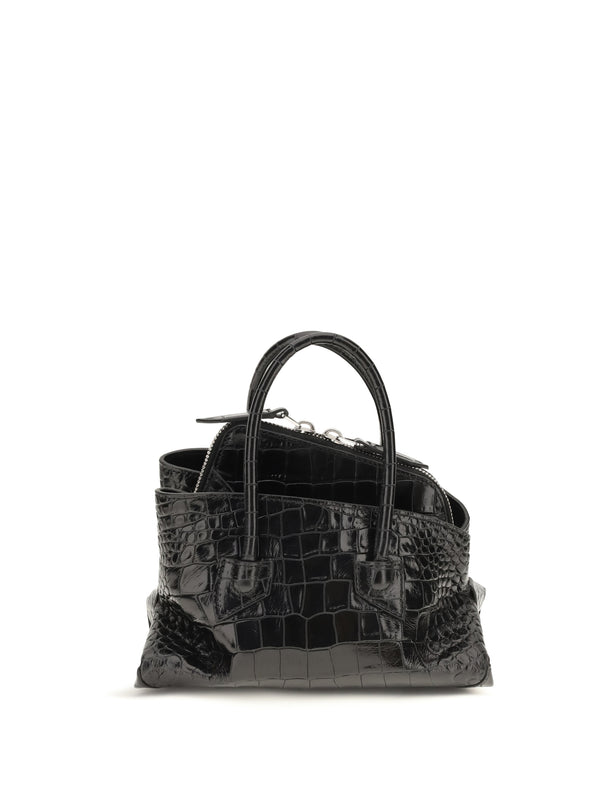 The Attico 100% Calf Leather Bos Taurus top handle bag in black