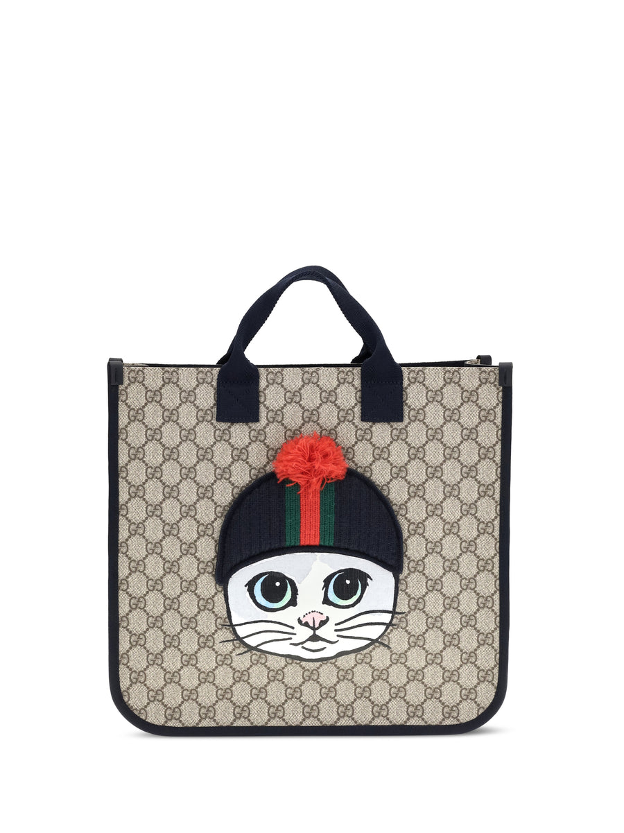 Gg Supreme Shopping Bag For Boy With Print B.eb.mul/blu/blu/blu Fabric Handbags