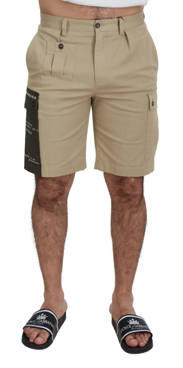 Dolce & Gabbana 97% Cotton cargo shorts in beige