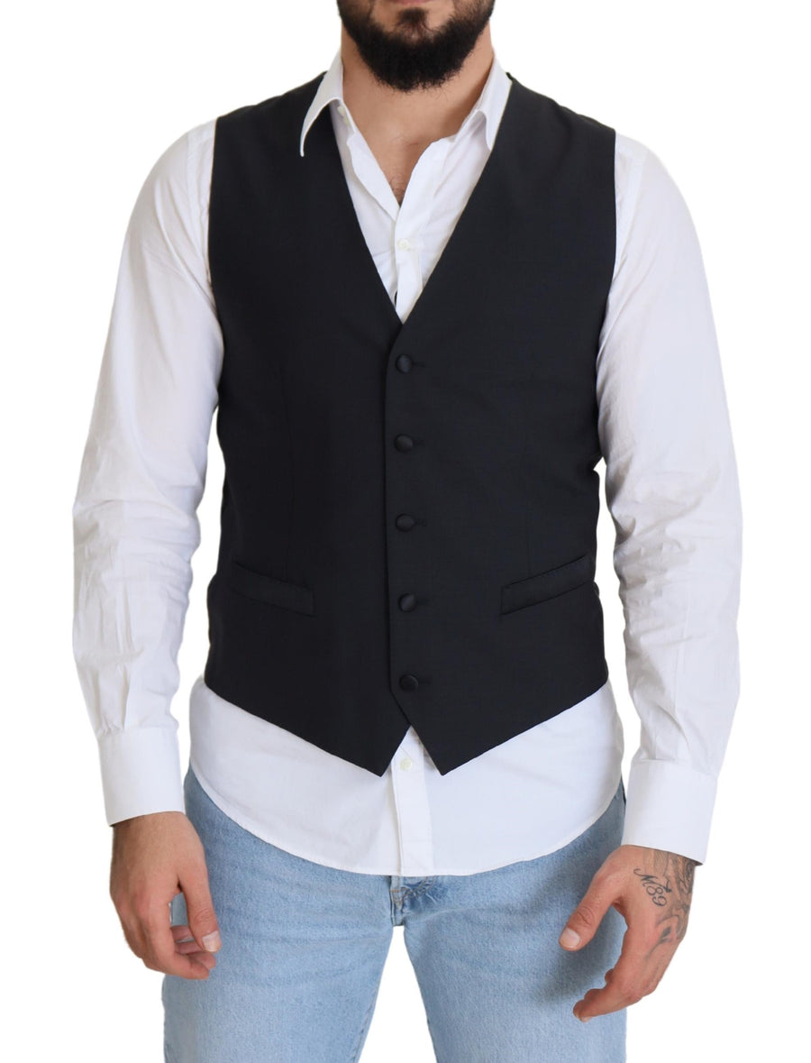 Dolce & Gabbana 90% Virgin Wool 7% Silk 3% Elastane vest in black