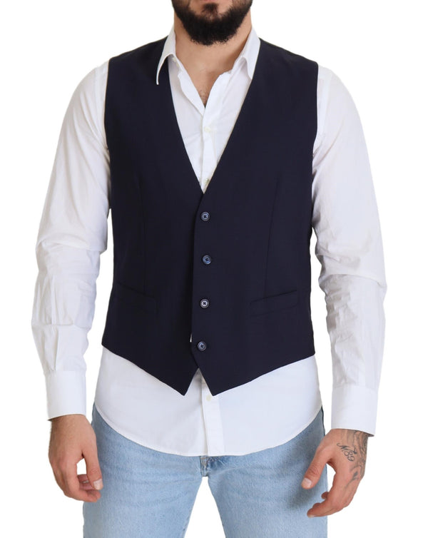 Dolce & Gabbana 98% Virgin Wool 2% Elastane vest in navy