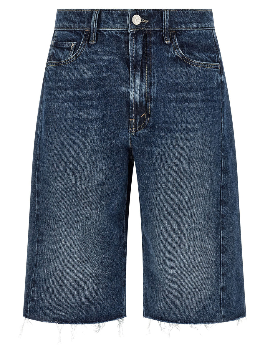 Mother Rigid Denim Bermuda Shorts — Blue