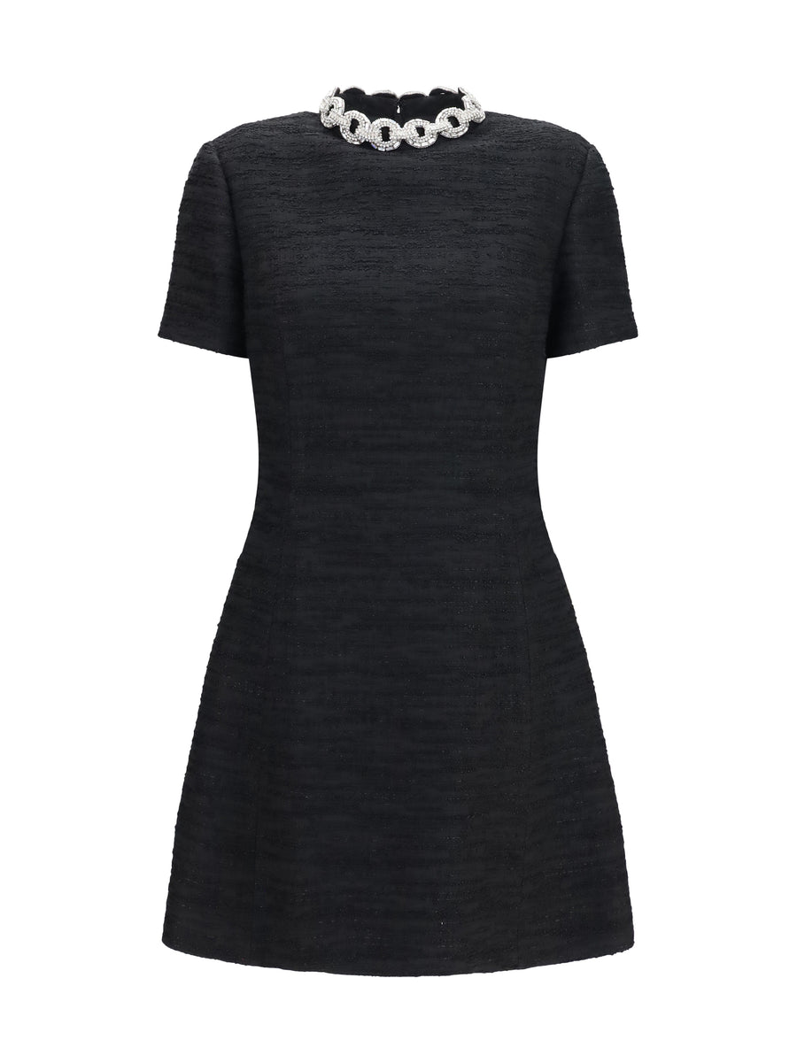 Mini Dress Embroidered Black-Silver Black/silver Cotton