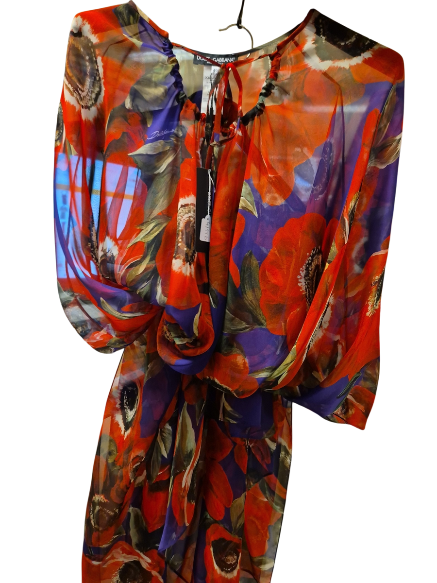 4199b Dress purple and red floral design