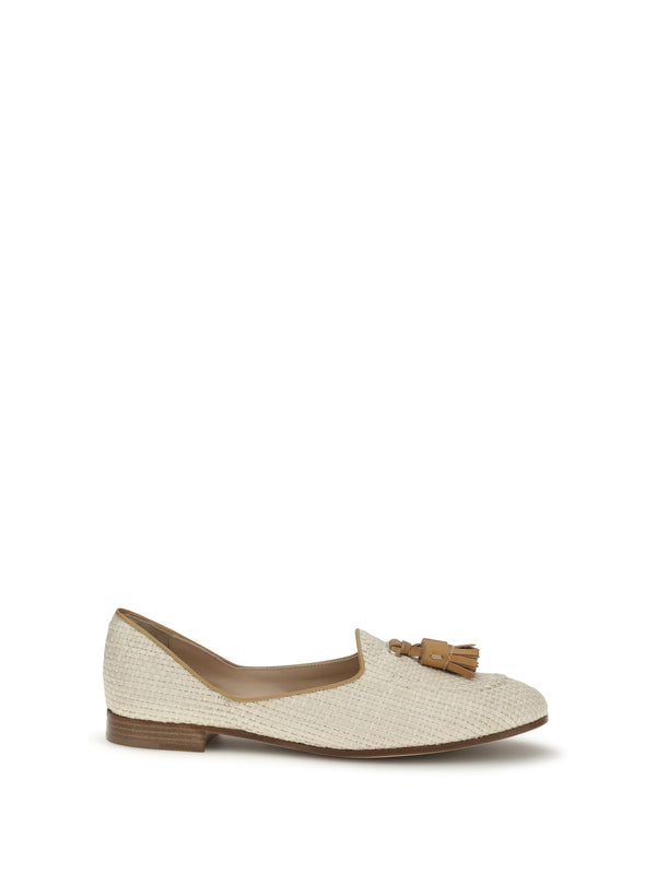 Fratelli Rossetti 80% Raffia; 20% Calf Leather loafer in beige