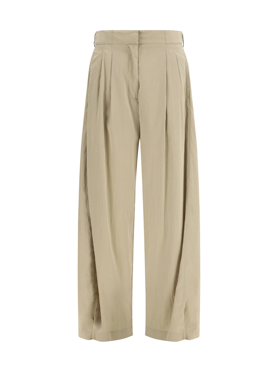 Iven Silk And Nylon Pants Beige Silk