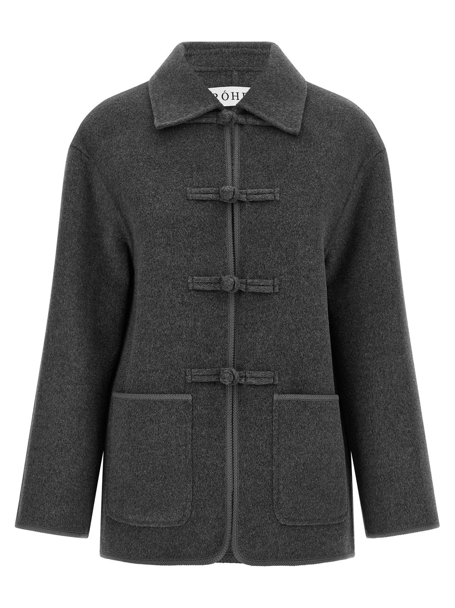 Rohe Wool-Cashmere Pankou Closure Coat — Grey