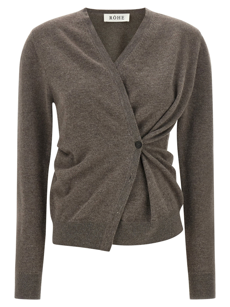 Rohe Asymmetrical Twisted Ballet Cardigan — Taupe