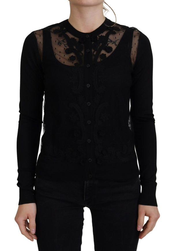Dolce & Gabbana 80% Silk 20% Nylon cardigan in black