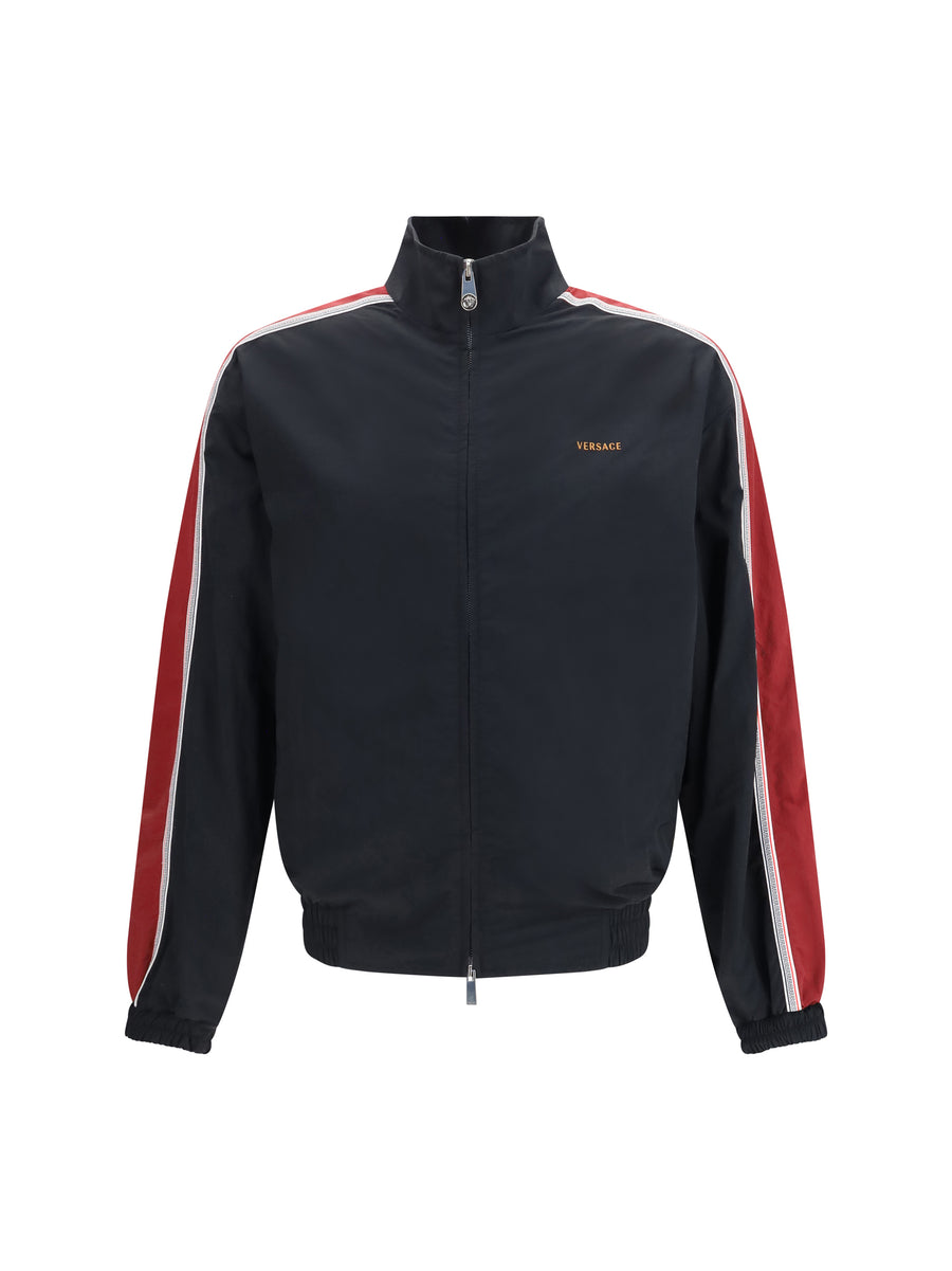 Nylon Blouson Jacket With Embroidered Logo Black Polyamide