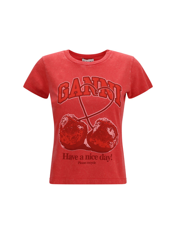 Ganni 100% Cotton t-shirt in red