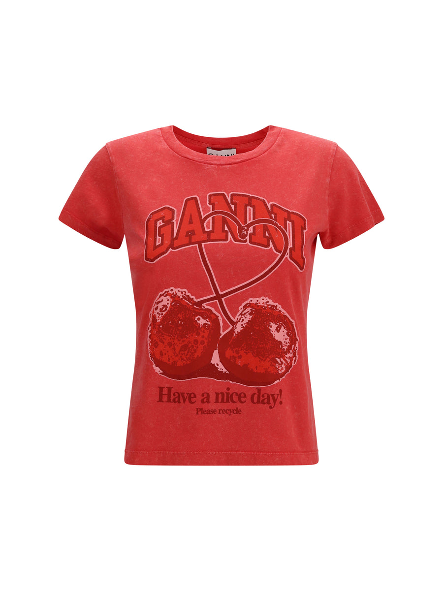 Ganni 100% Cotton t-shirt in red