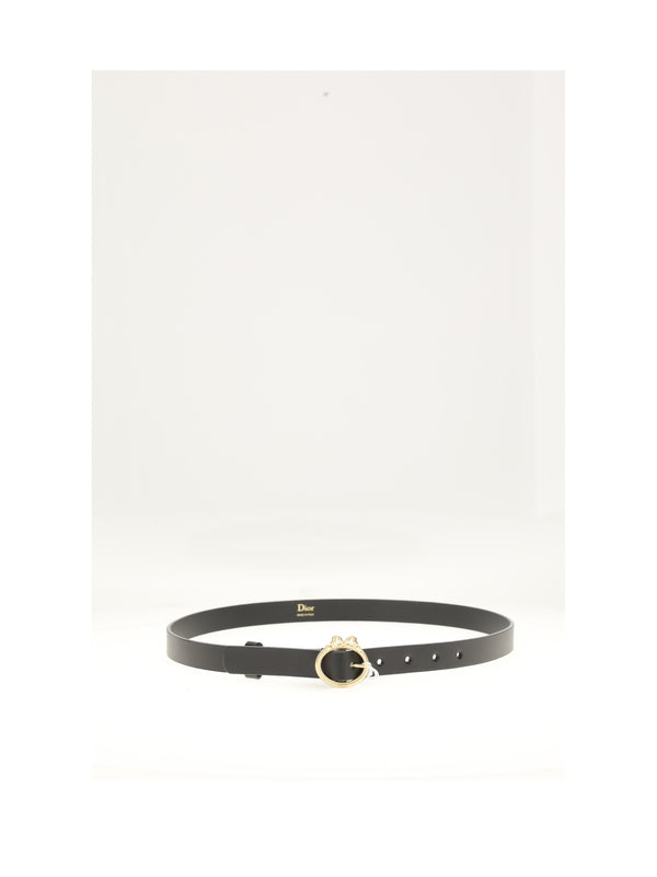 Belt Medallion Black Calf Leather (bos Taurus)
