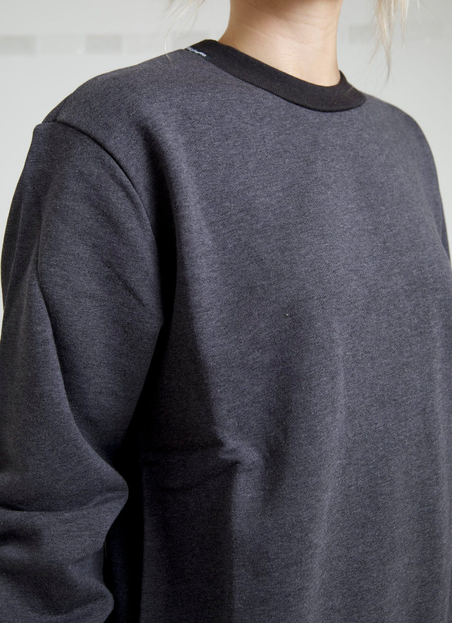 Dark Gray Cotton Crew Neck Pullover Sweater Viscose Nylon Clothing