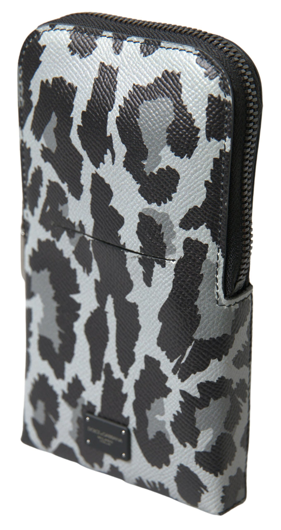 Gray Leopard Leather Men Purse Crossbody Sling Phone Bag Patterned