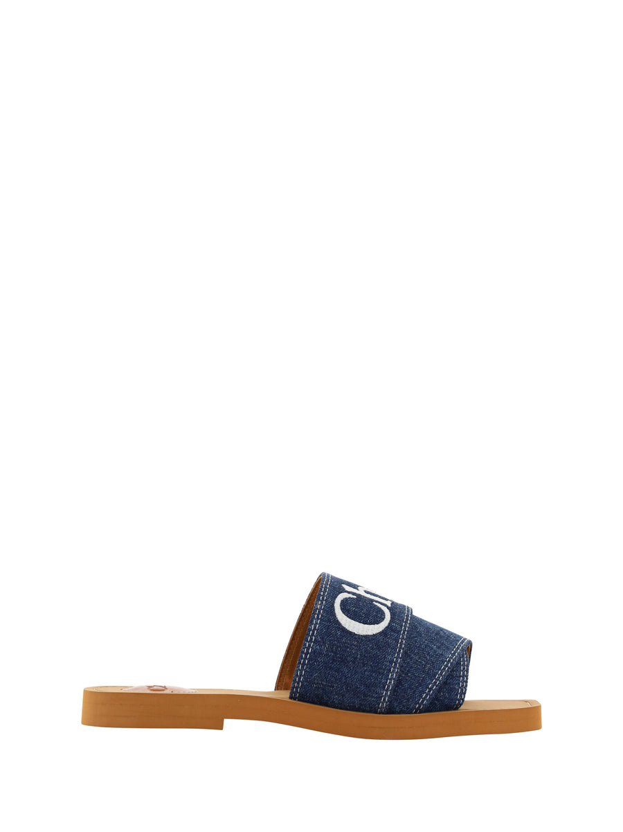 Chloé 100% Cotton and rubber sandal in blue