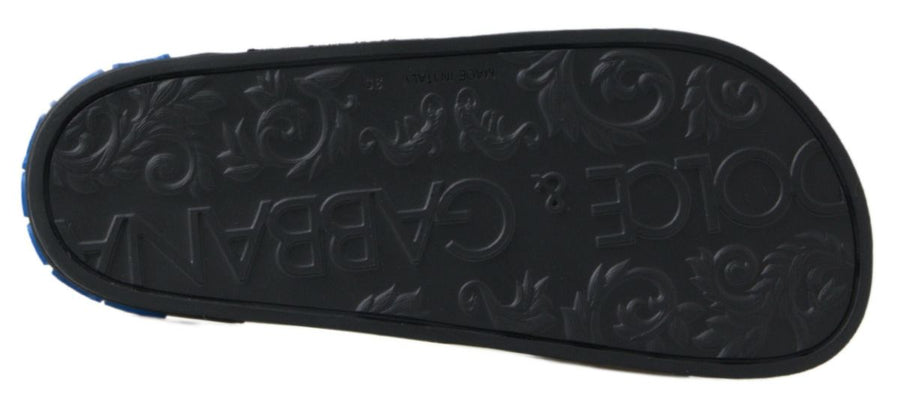 Dolce & Gabbana 100% Leather top slide sandals in black