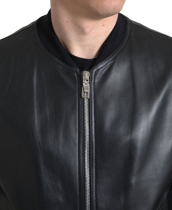 Dolce & Gabbana 100% Lambskin leather; Lining: 92% Silk jacket in black