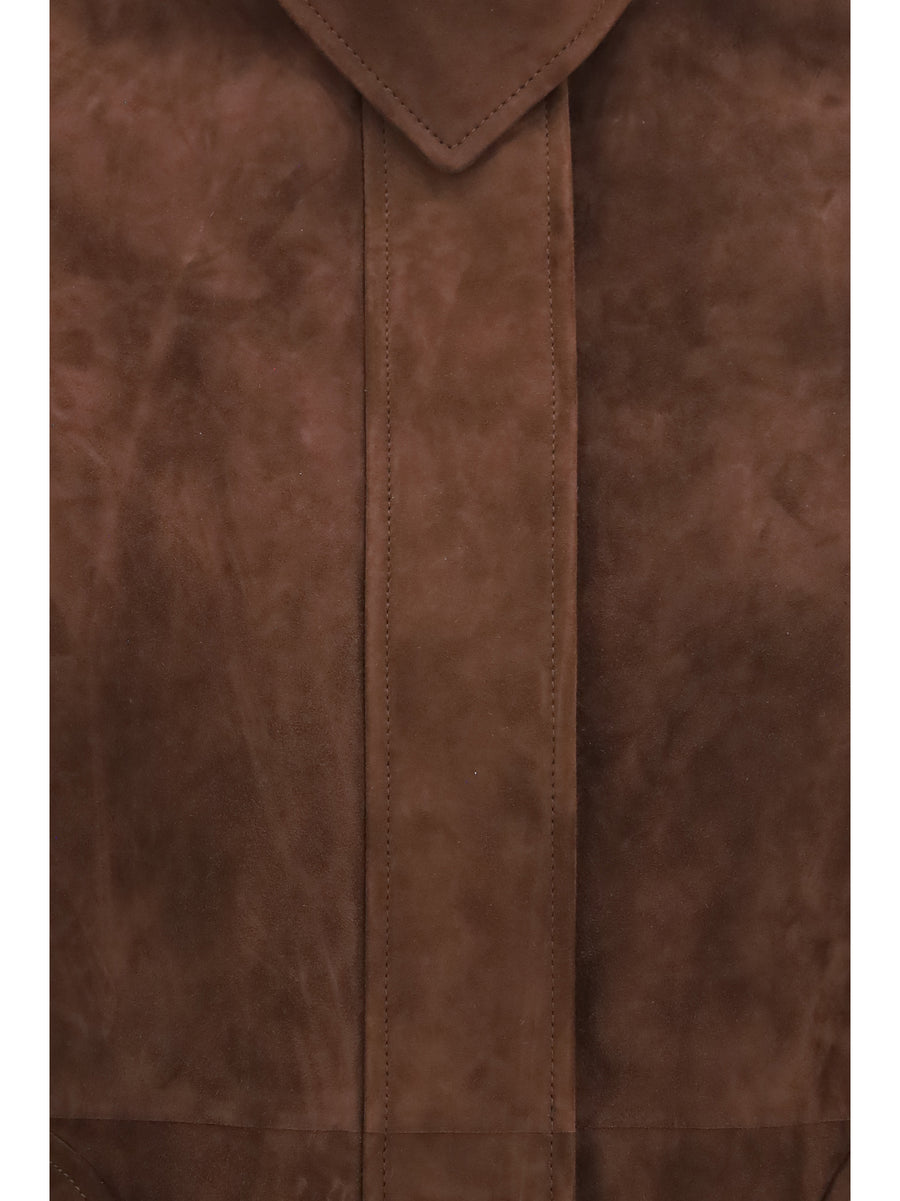 Peplum Jacket Chocolate Suede Goatskin (hircus Goatskin)