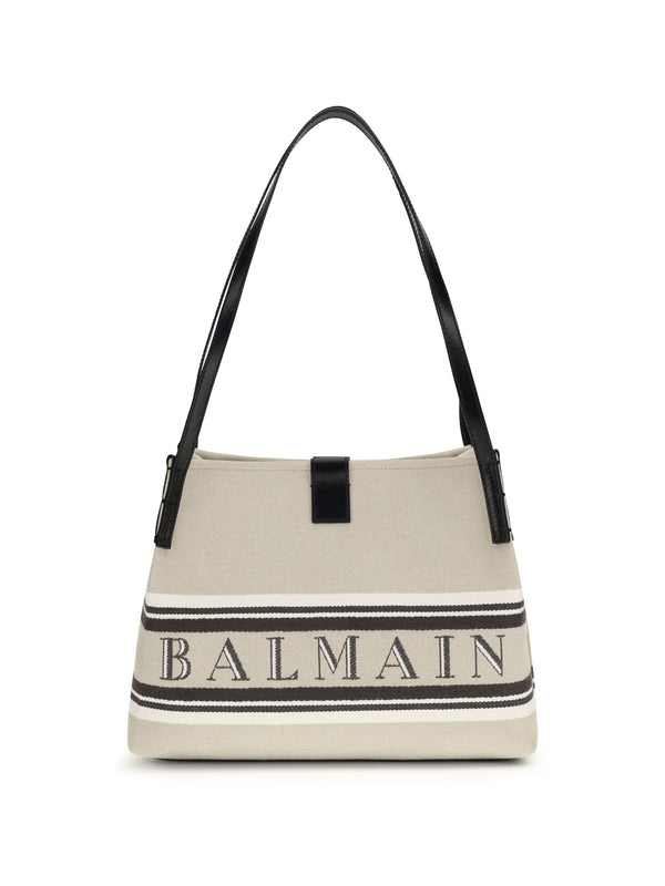 Balmain 86% cotton shoulder bag in beige