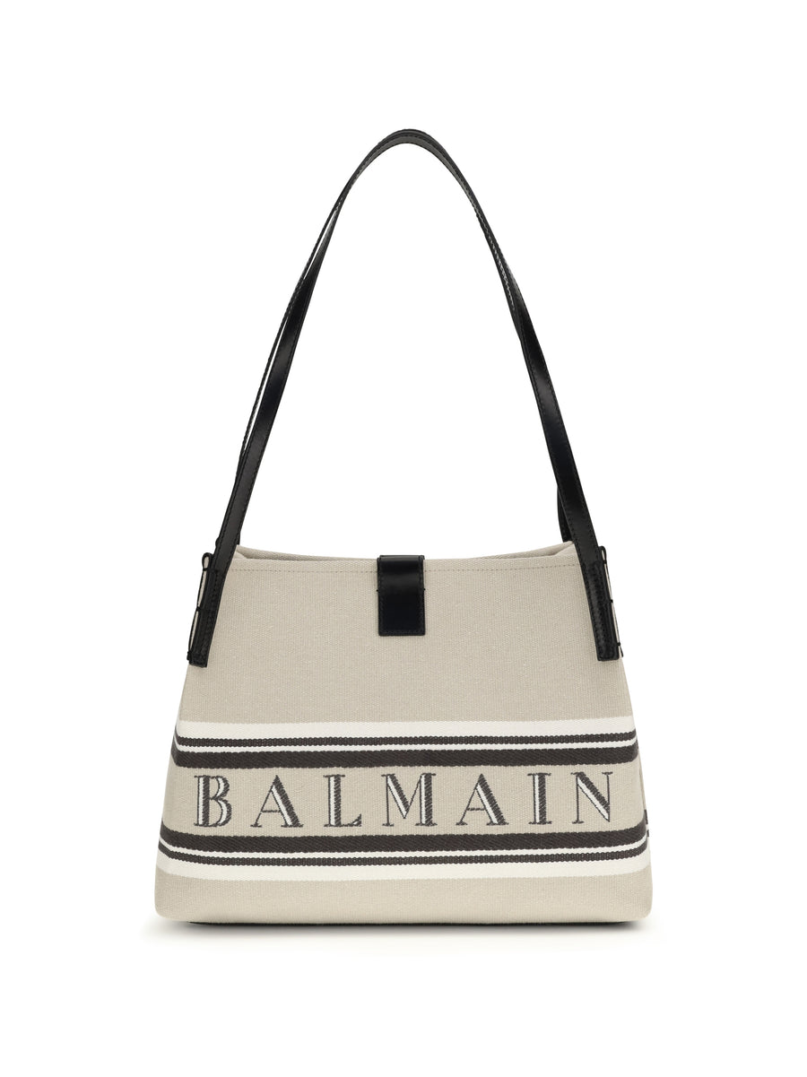 Balmain 86% cotton shoulder bag in beige