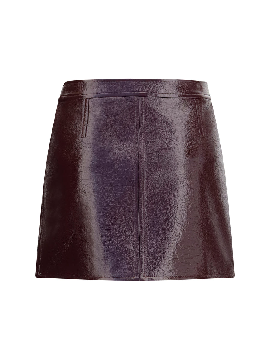 Mini Vinyl Skirt Burnt Red Cotton