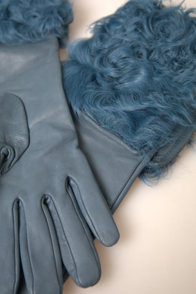 Dolce & Gabbana 100% Leather; Lining: 100% Silk gloves in blue
