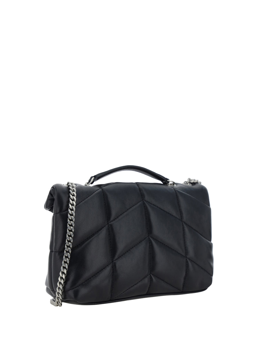 Mini Quilted Chevron Shoulder Bag Black Lambskin