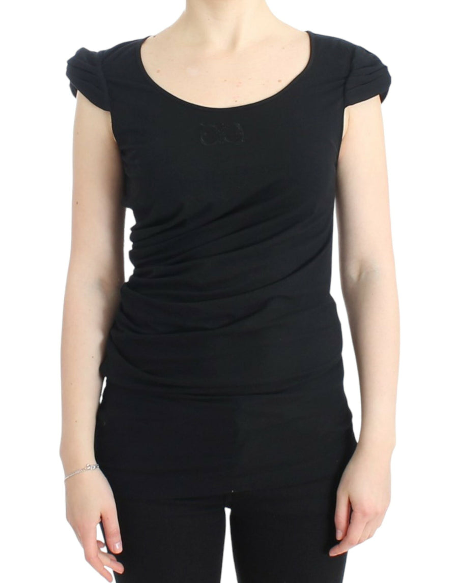 Roberto Cavalli 87% Cotton tank top in black