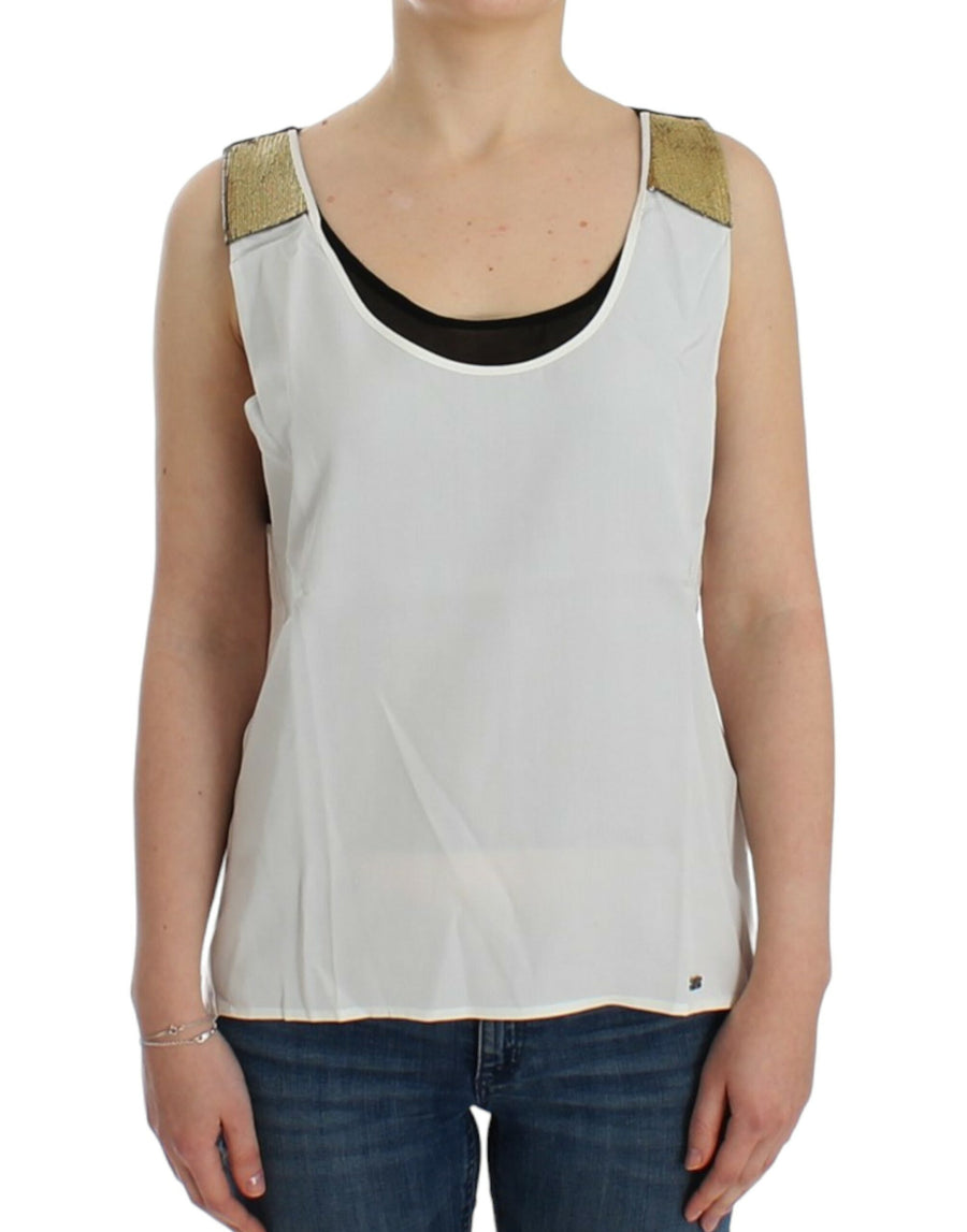 Costume National 100% Lyocell tank top in white