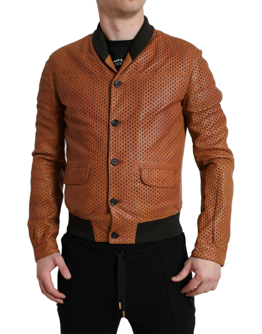 Dolce & Gabbana 85% Lambskin Leather 15% Cotton jacket in brown