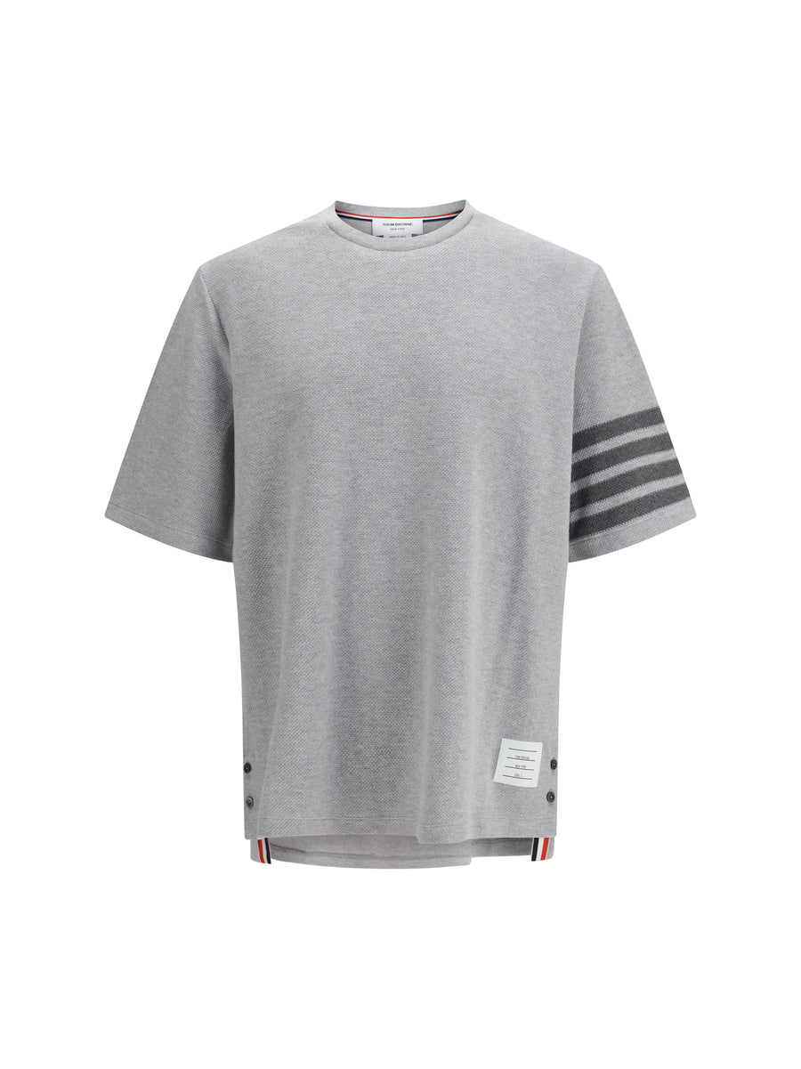 T-Shirt Textured Cotton Piqué Pale Grey T-shirts