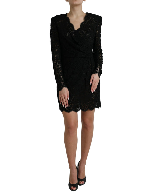 Dolce & Gabbana 49% Cotton 40% Nylon 11% Viscose; Lining: 76% Silk 16% Cotton 4% Elastane 4% Nylon wrap dress in black