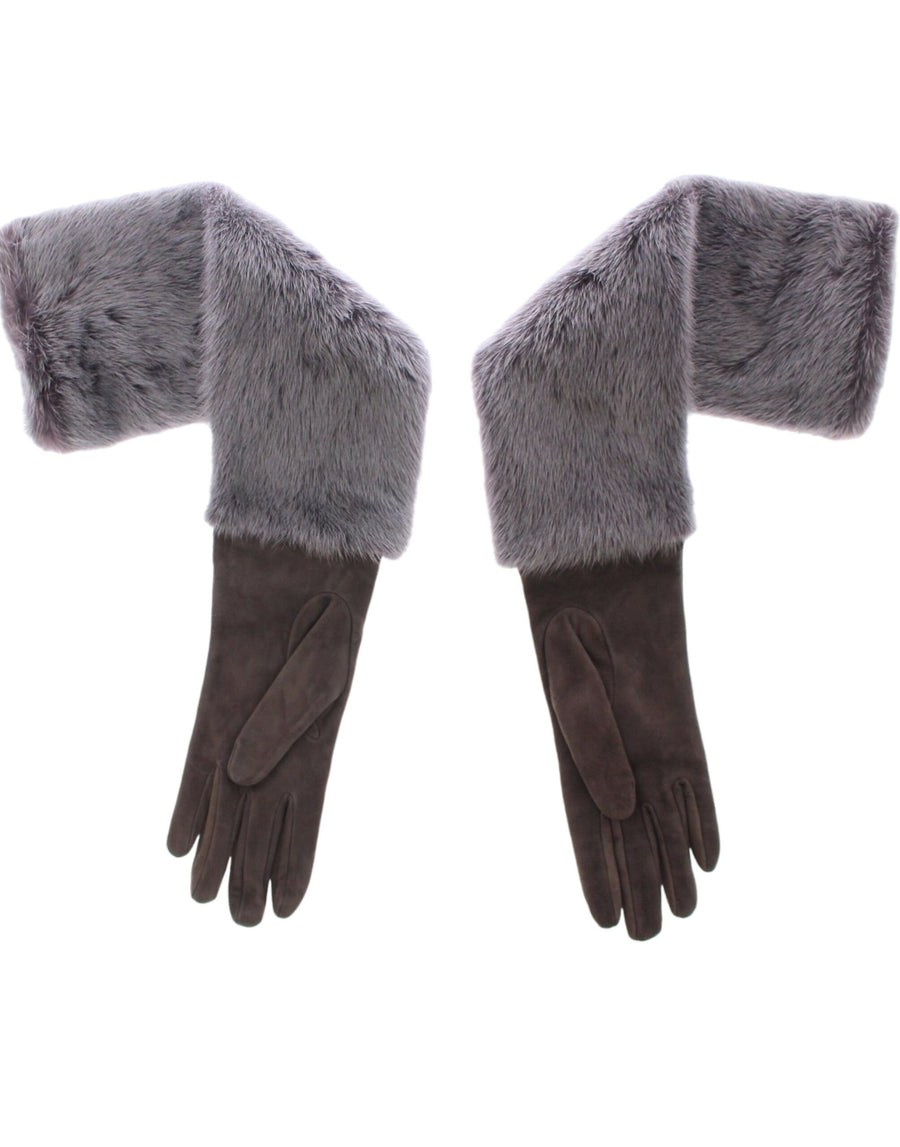 Dolce & Gabbana Mink fur and lambskin leather gloves in gray