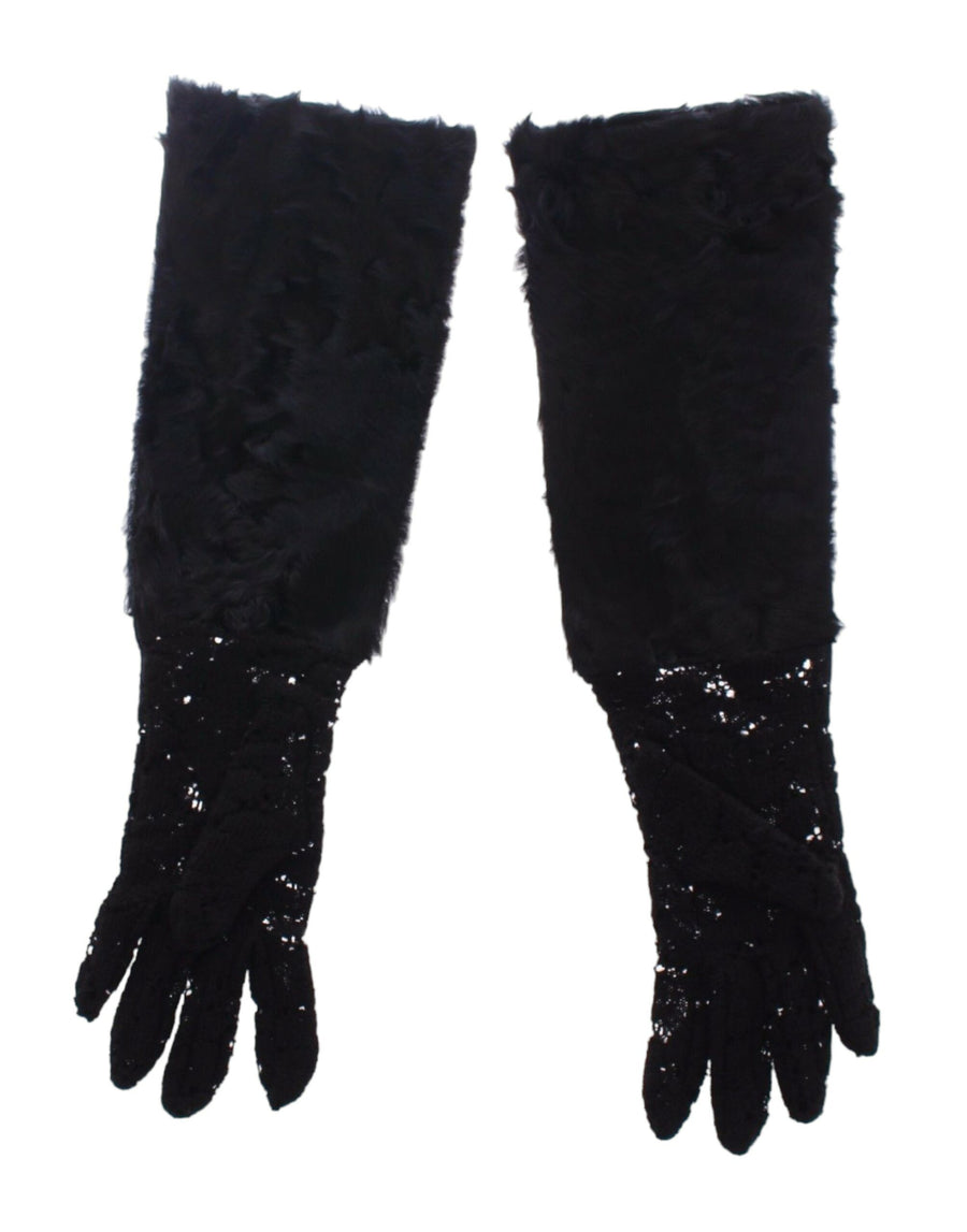 Dolce & Gabbana 50% Xiangao Lamb Fur gloves in black