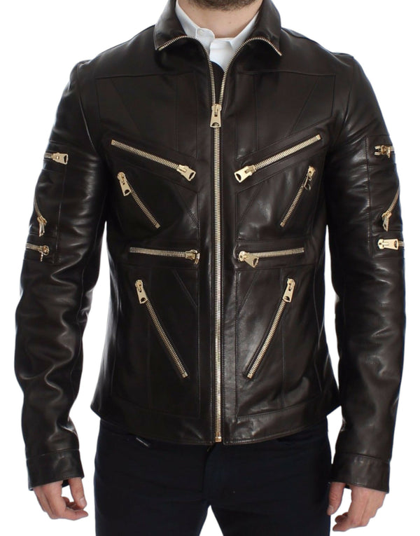 Dolce & Gabbana 100% Lambskin Leather; Lining: 44% Acetate jacket in black