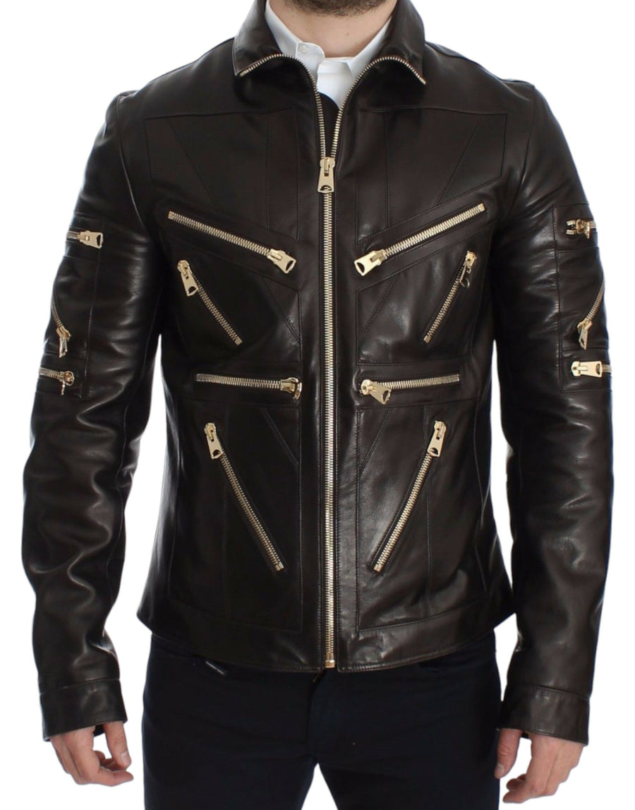 Dolce & Gabbana 100% Lambskin Leather; Lining: 44% Acetate jacket in black