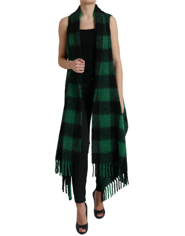 Dolce & Gabbana 28% Alpaca 28% Mohair 24% Virgin Wool 20% Nylon poncho jacket in green