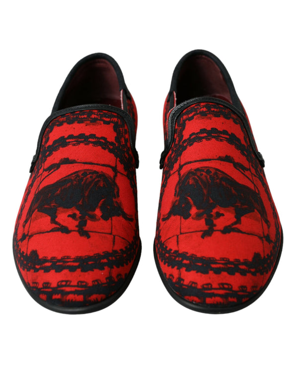 Dolce & Gabbana 78% Cotton 22% Calfskin Leather loafer in red