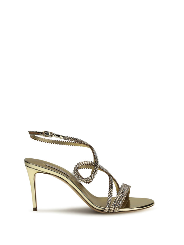 Casadei 100% calf leather heel sandal in gold