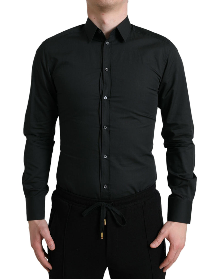 Dolce & Gabbana 78% Cotton 22% Silk dress shirt in black